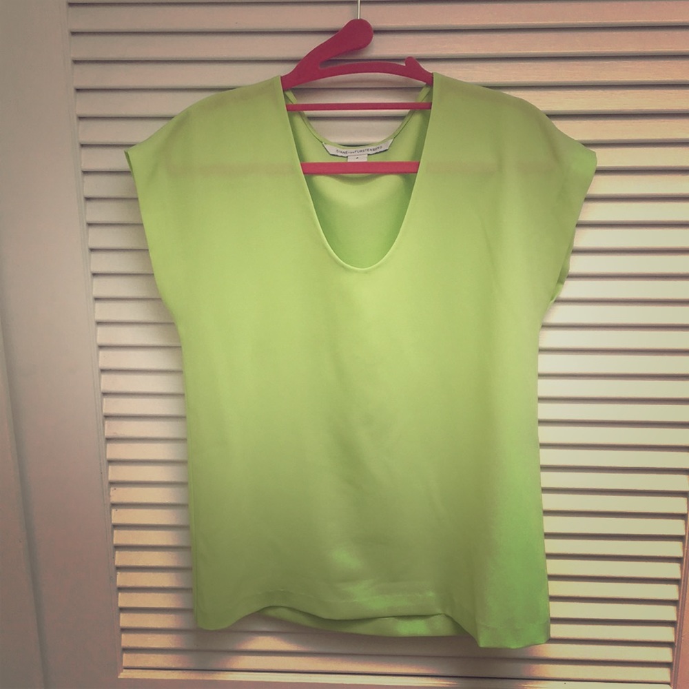 Diane VonFurstenberg lime green blouse